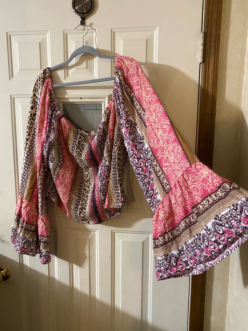 Venus Boho Paisley Blouse Statement Flared Bell Sleeve Peasant Festival 2X